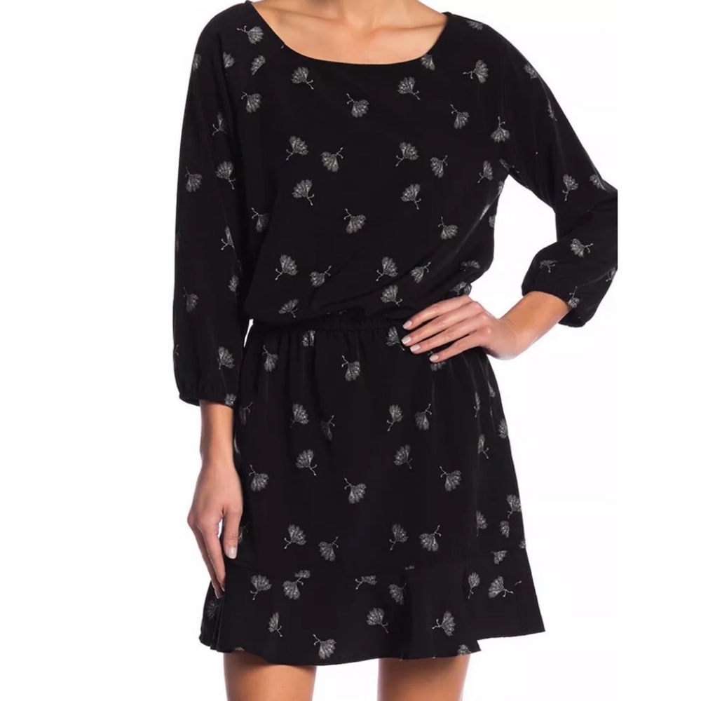 Joie Arryn Dandelion 3/4 Sleeve Black Dress L
